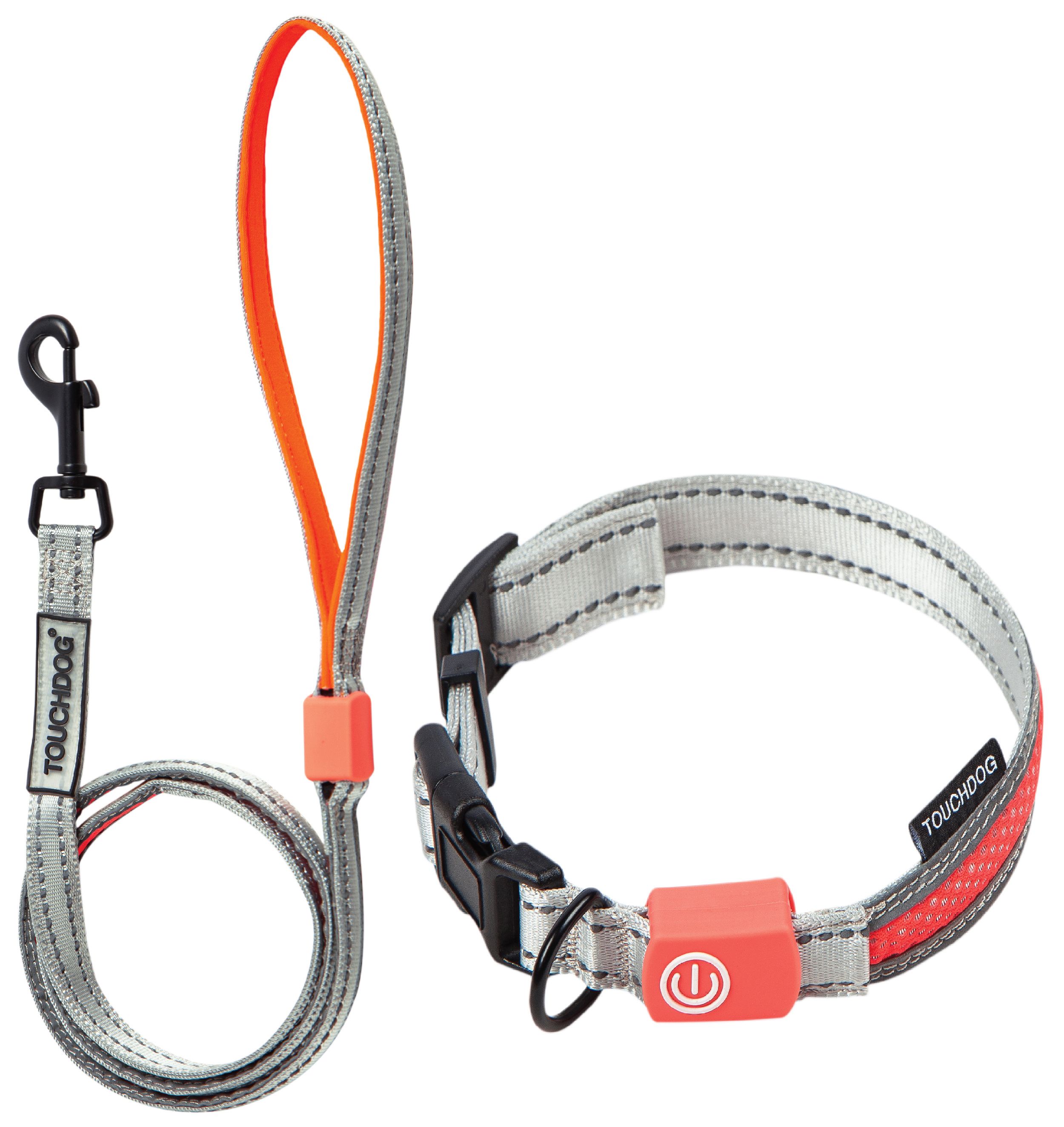 Touchdog ®'Lumiglow' 2-in-1 USB Charging LED Lighting Water-Resistant Dog Leash and Collar Gray
