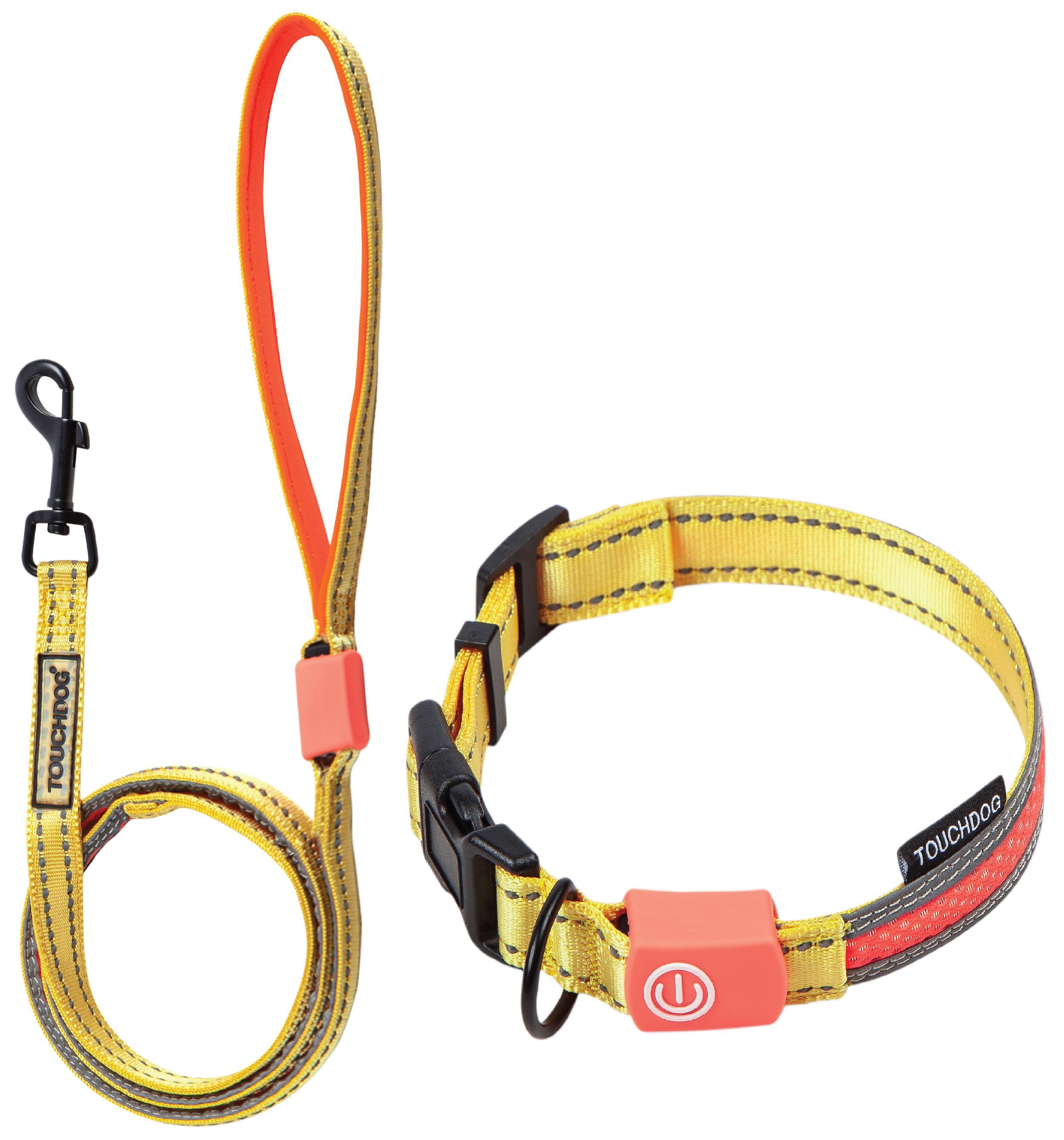 Touchdog ®'Lumiglow' 2-in-1 USB Charging LED Lighting Water-Resistant Dog Leash and Collar Yellow
