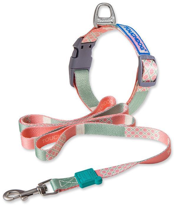 Touchdog ®'Trendzy' 2-in-1 Matching Fashion Designer Printed Dog Leash and Collar Pink, Purple