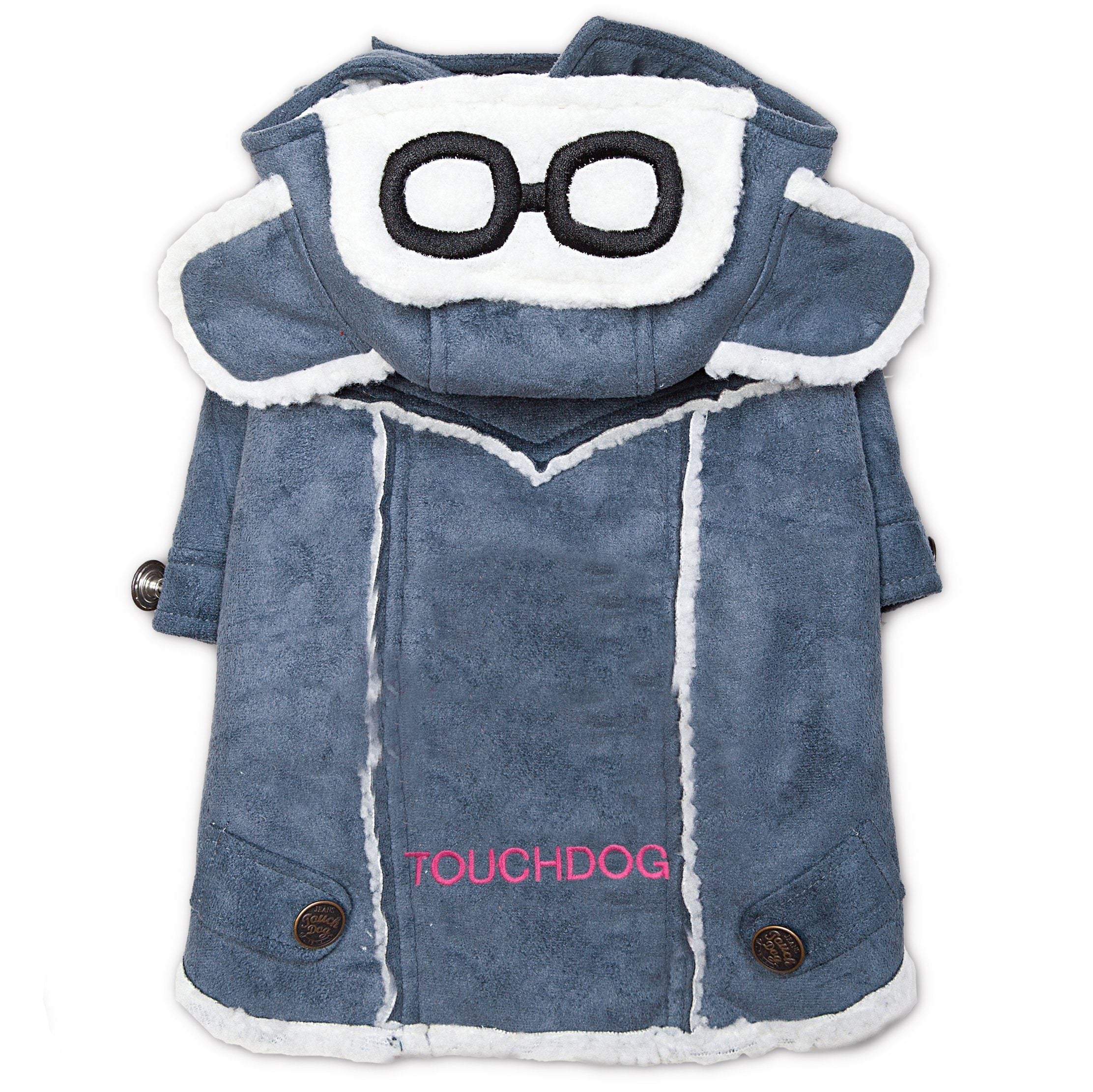 Touchdog 'Tuskegee' Aero-Vintage Designer Fashion Winter Dog Coat Blue