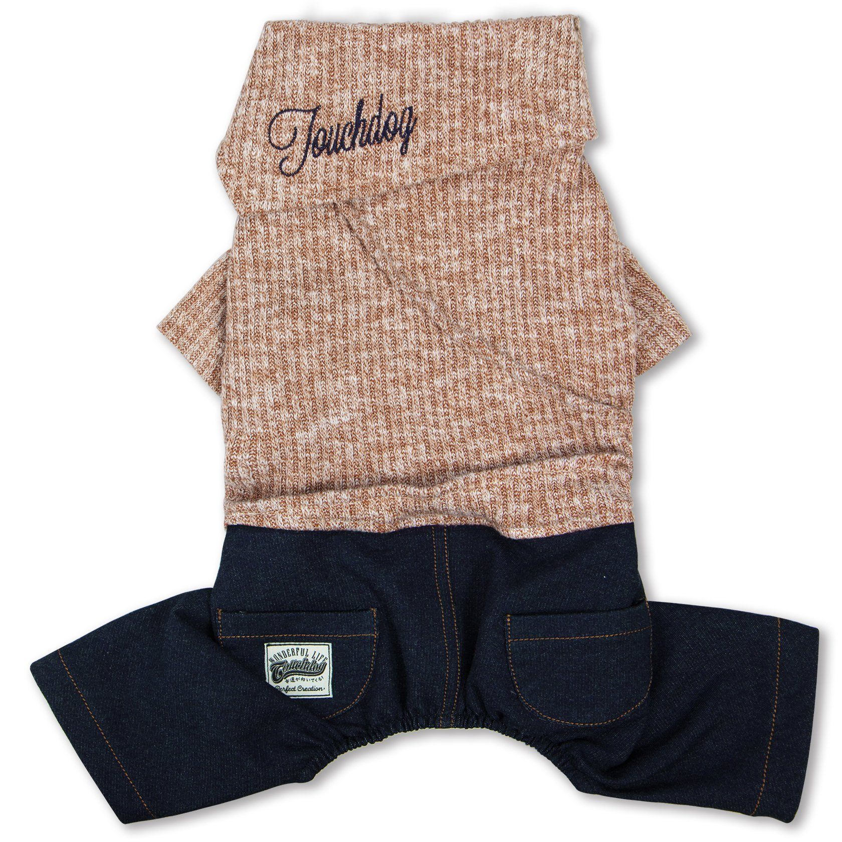 Touchdog Vogue Neck-Wrap Full Body Fashion Dog Sweater Outfit Peach