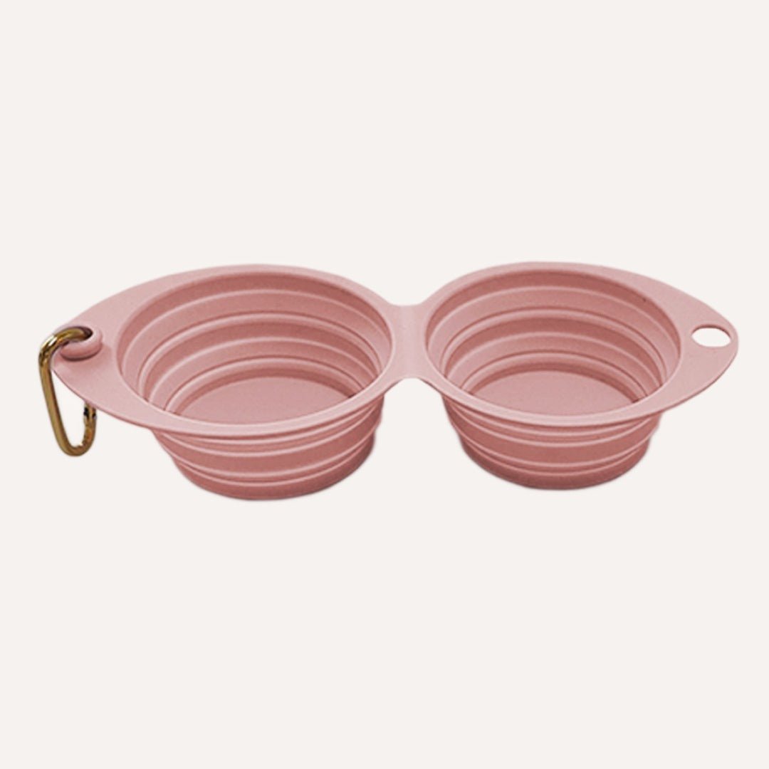 Tilley + Me Collapsible Double Pet Bowl – Lightweight & Portable for Travel Pink