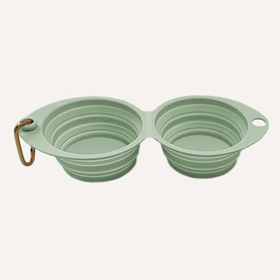 Tilley + Me Collapsible Double Pet Bowl – Lightweight & Portable for Travel Mint Green
