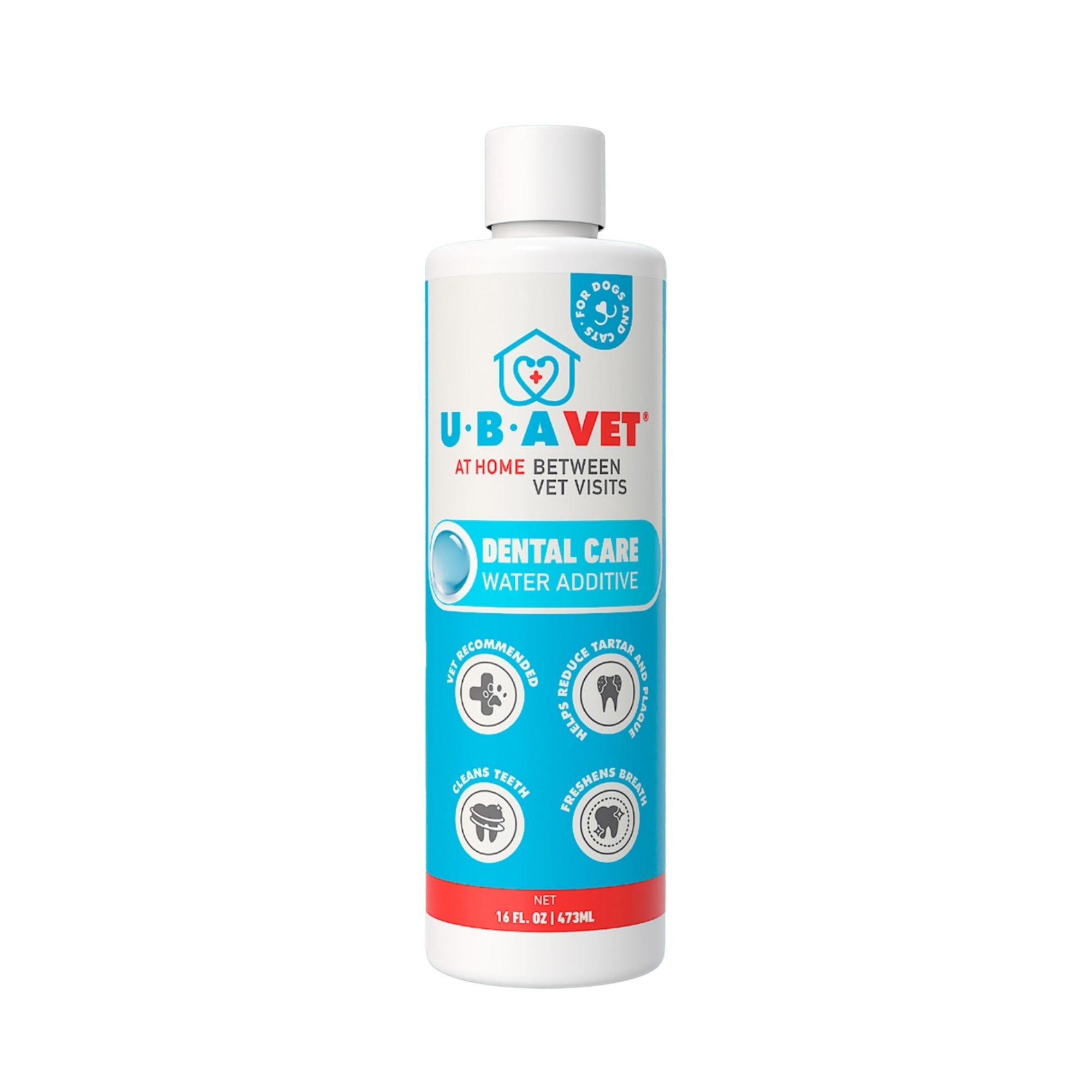 UBAVET Dental Care Water Additive for Dogs & Cats – Odorless & Tasteless Oral Health Solution (16 fl oz / 473 ml)