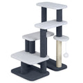 2-in-1 Cat Stairs Cat Tree Tower with Scratching Posts and Hanging Toy Ball-Gray Default Title