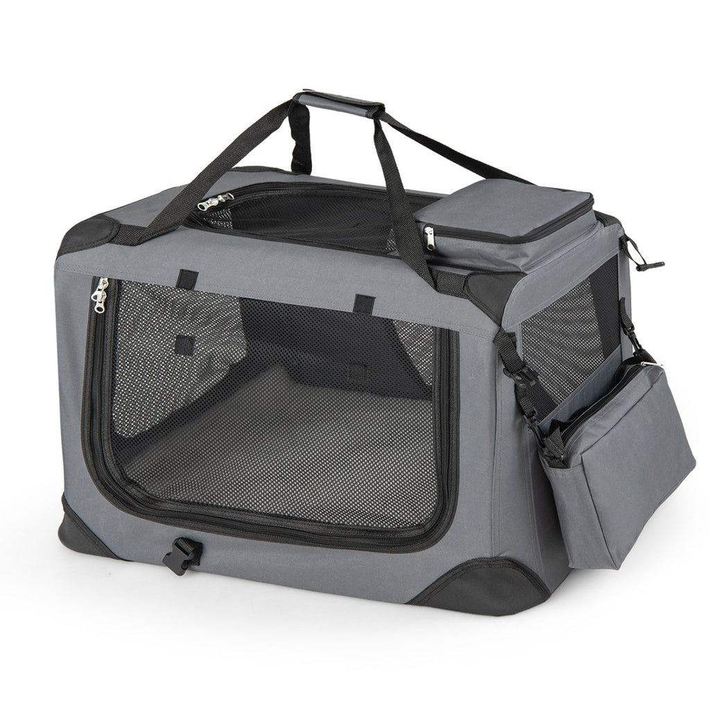 Soft Collapsible Dog Crate with Mesh Windows and 3 Doors