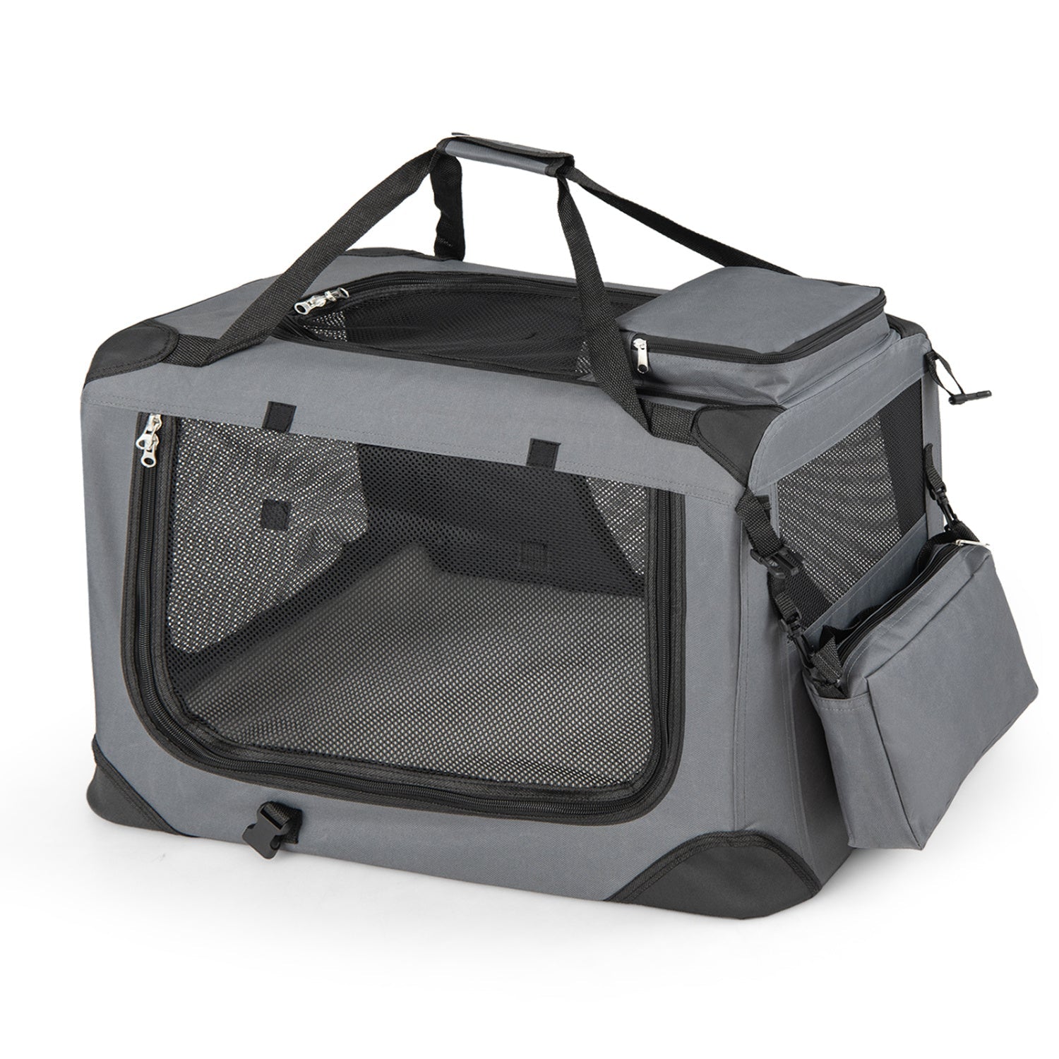 Soft Collapsible Dog Crate with Mesh Windows and 3 Doors
