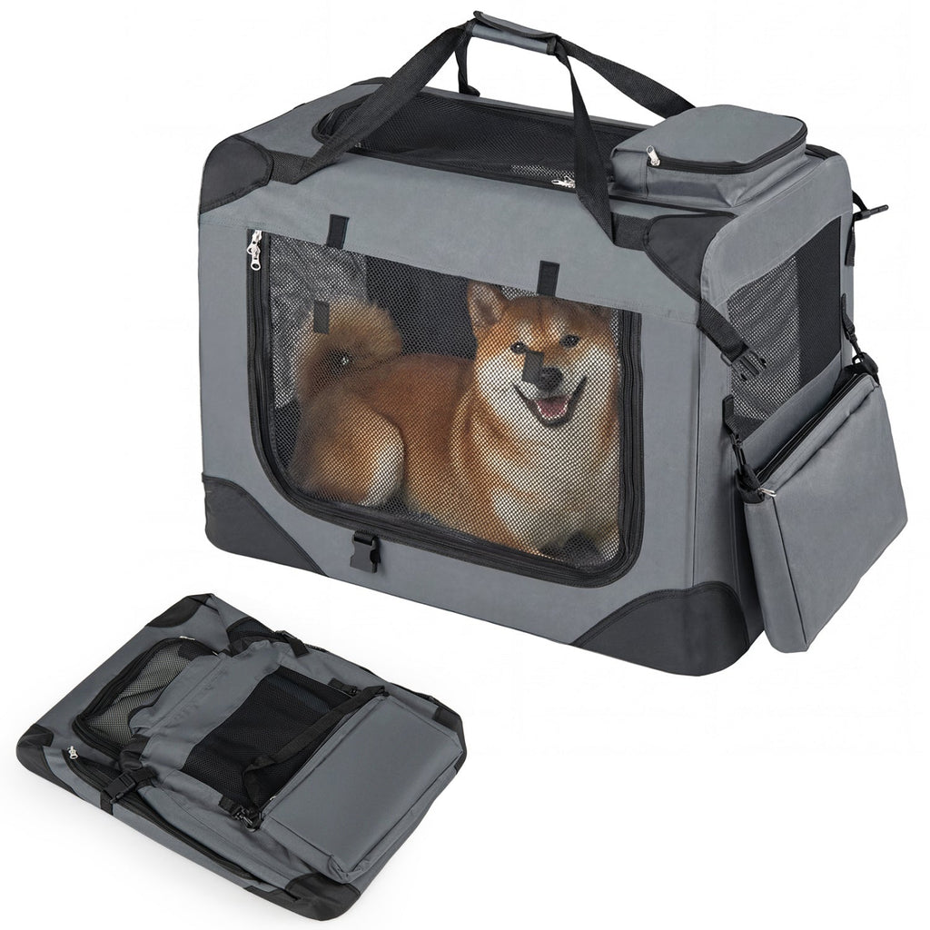 Soft Collapsible Dog Crate with Mesh Windows and 3 Doors