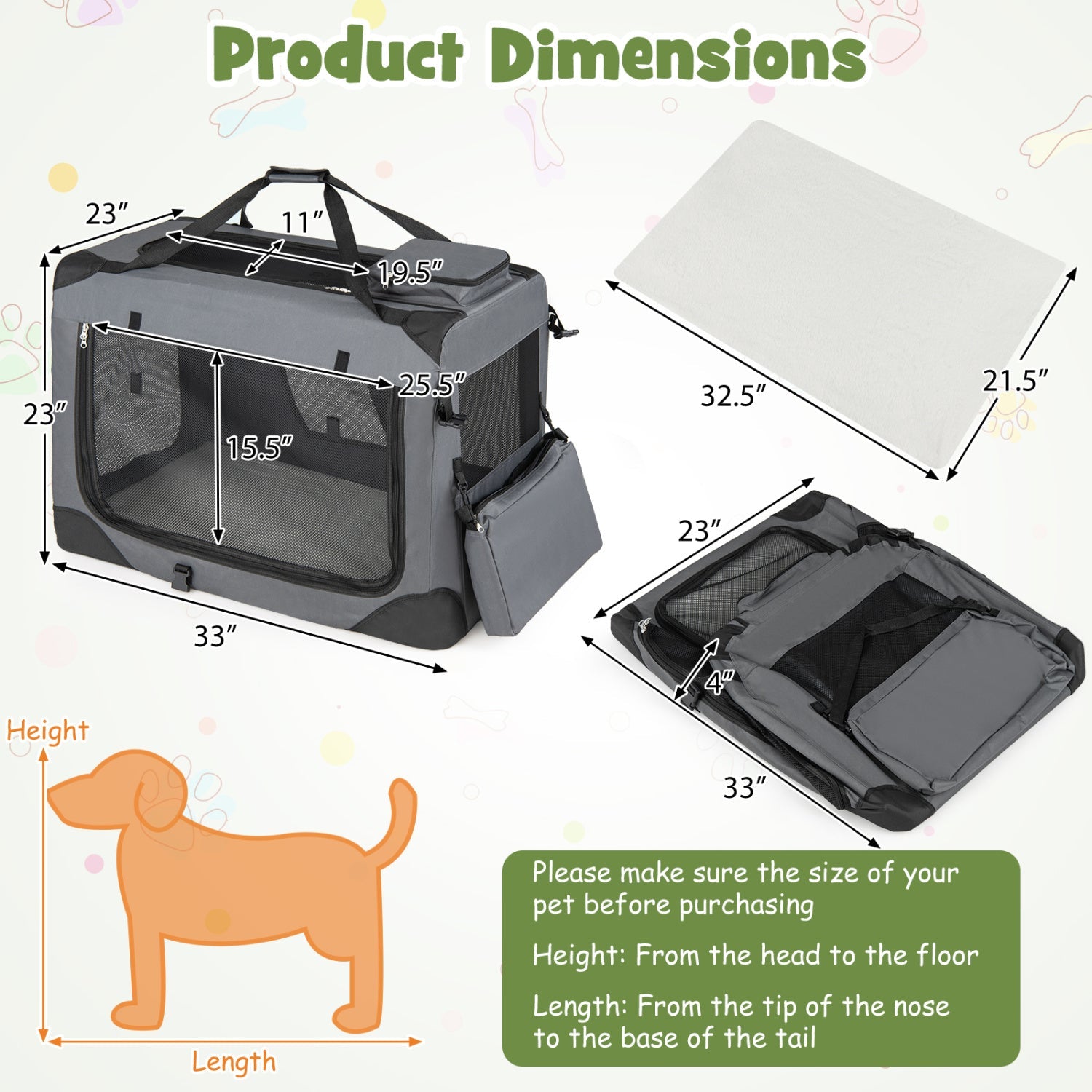 Soft Collapsible Dog Crate with Mesh Windows and 3 Doors