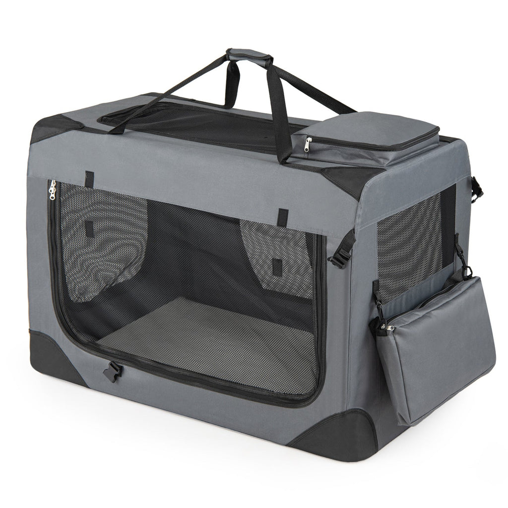 Soft Collapsible Dog Crate with Mesh Windows and 3 Doors