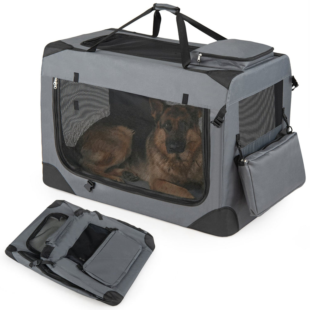 Soft Collapsible Dog Crate with Mesh Windows and 3 Doors