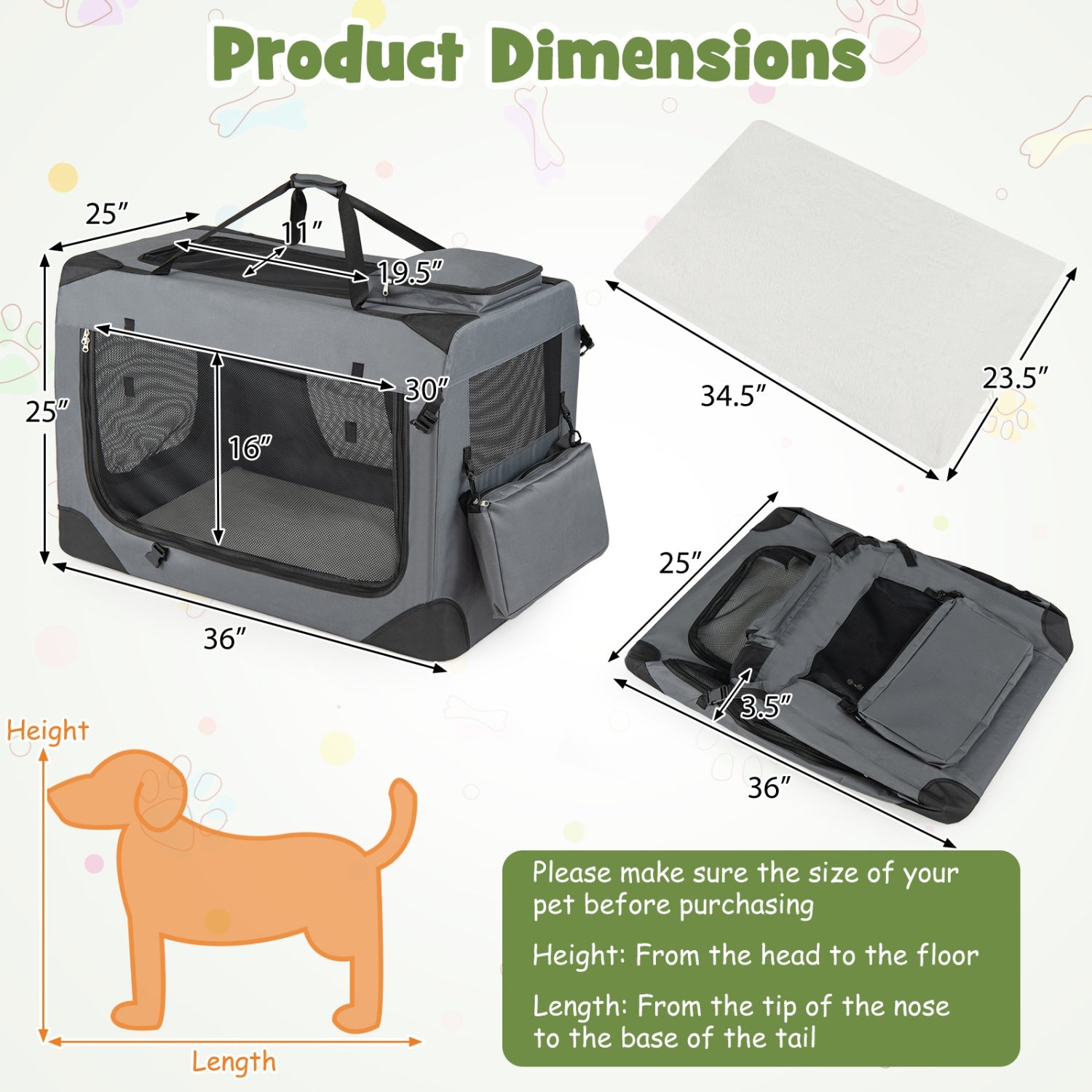 Soft Collapsible Dog Crate with Mesh Windows and 3 Doors