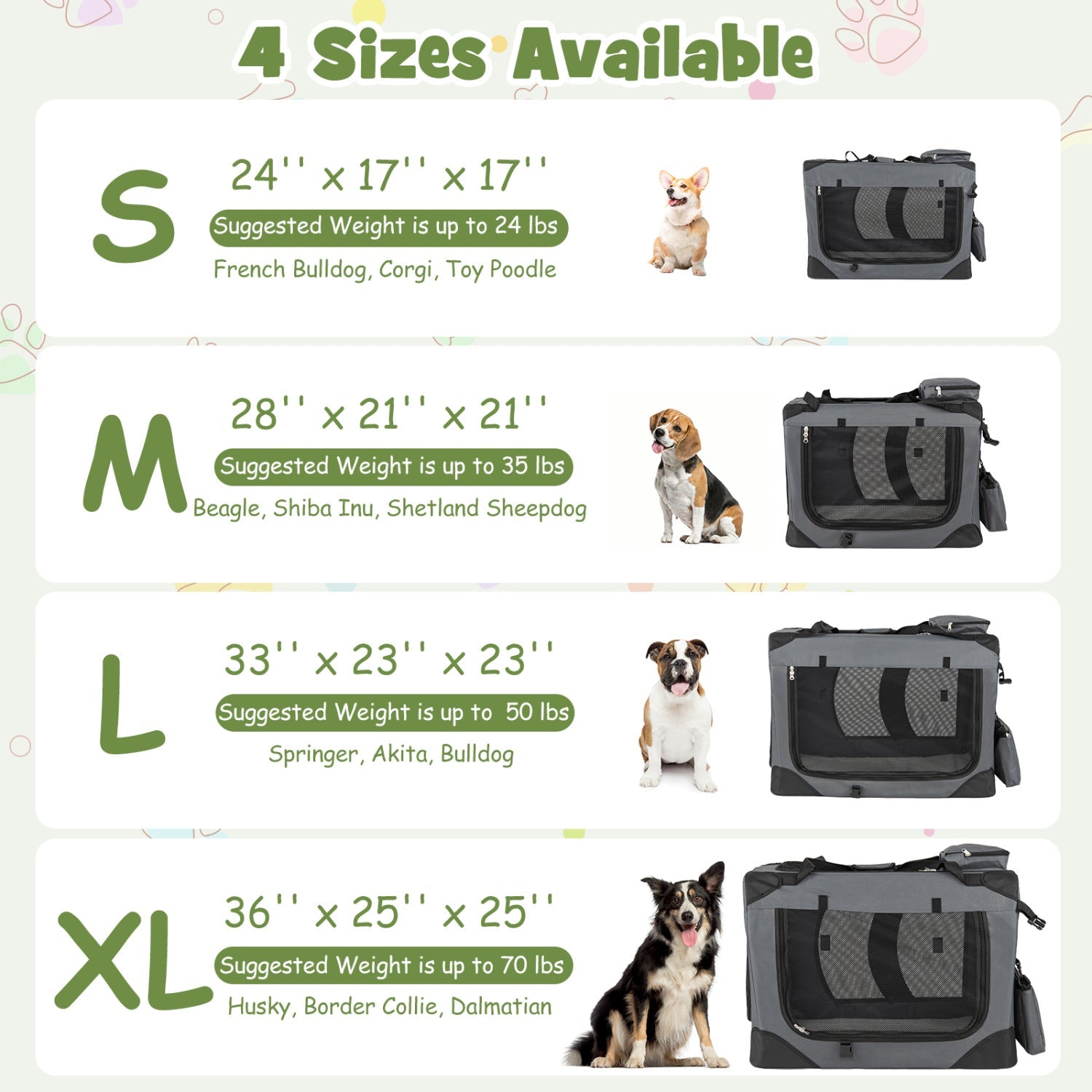 Soft Collapsible Dog Crate with Mesh Windows and 3 Doors