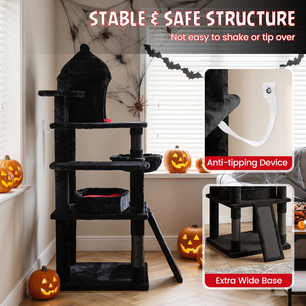 50-Inch Gothic Multi-Level Cat Tree with Castle House