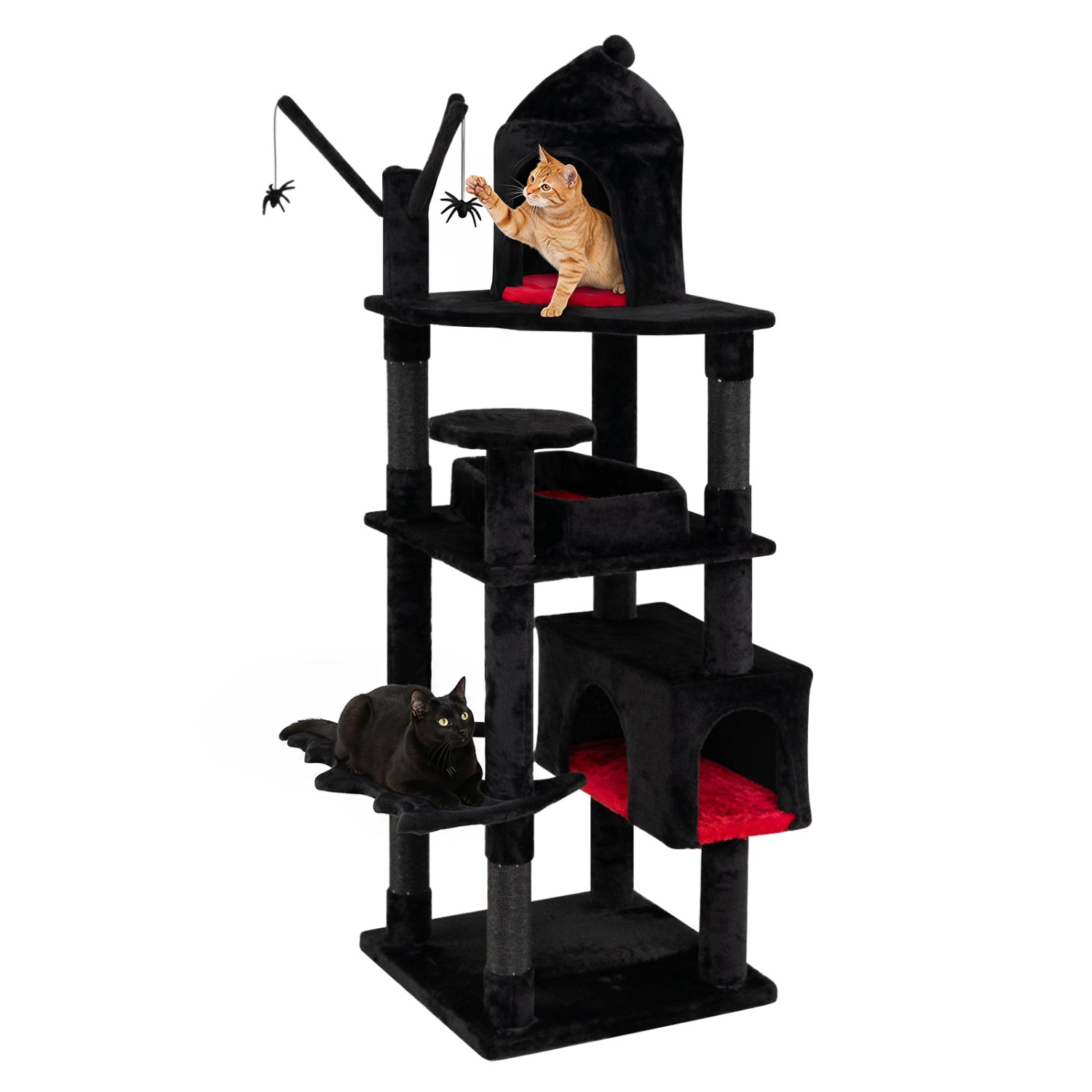 70-Inch Gothic Cat Tree with Castle and Coffin Bed