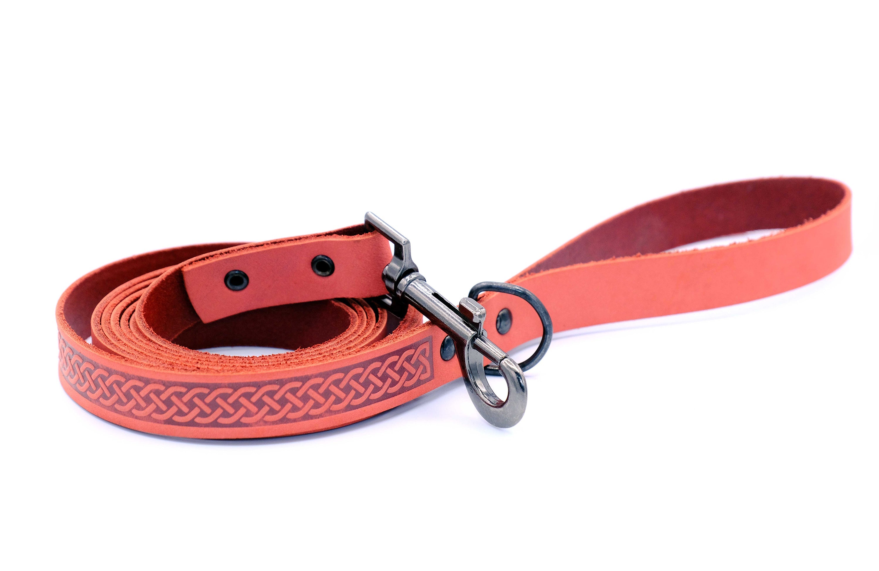 Celtic Sport Leather Collar and Leash Set Coral