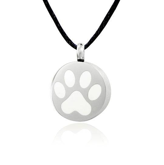 White Paw Pet Ashes Necklace Pendant