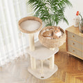 41 Inch Rattan Cat Tree with Napping Perch White
