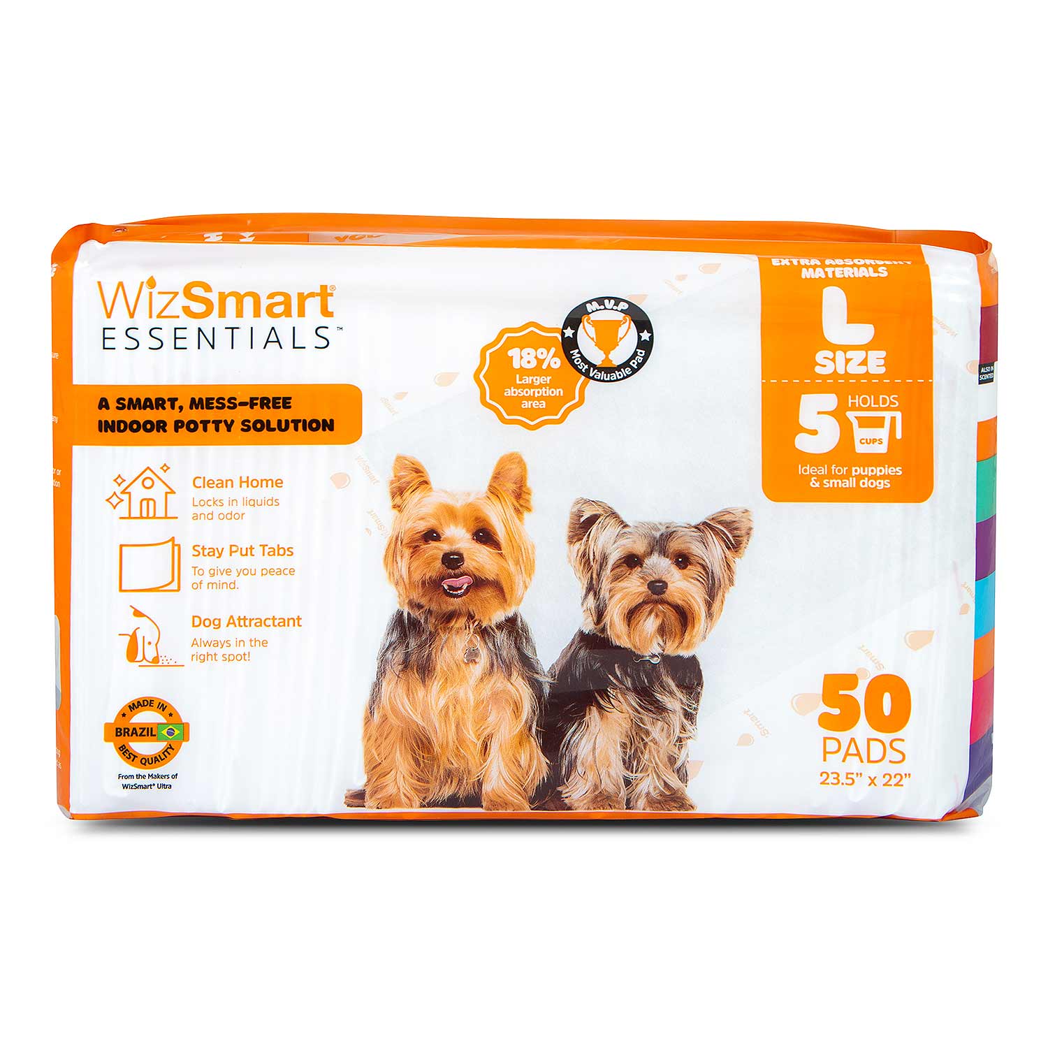 WizSmart Essentials Large Dog Training Pads for Puppies Large (23.5" x 22") 50ct