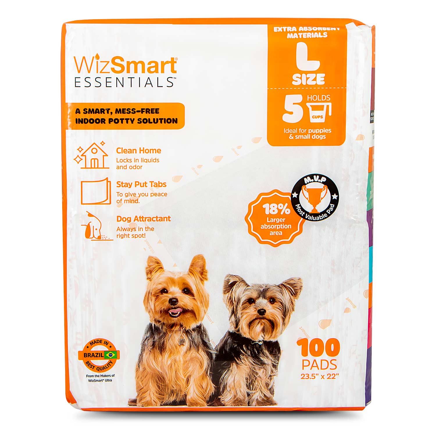 WizSmart Essentials Large Dog Training Pads for Puppies Large (23.5" x 22") 100ct