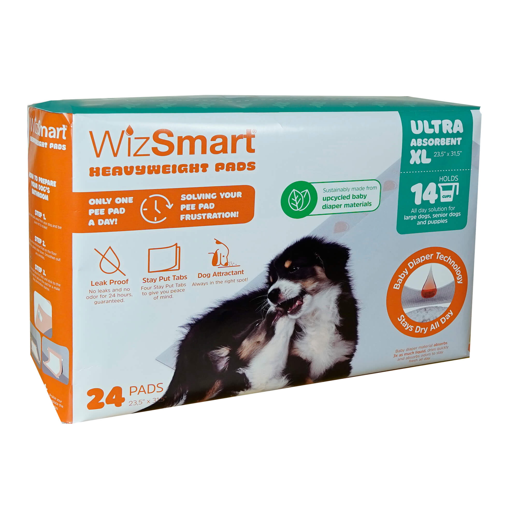 WizSmart Heavyweight Ultra Absorbent Pads for Dogs 24 ct XLarge (23.5" x 31.5")