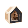 Booth-Style Wooden Dog House - Black S Light