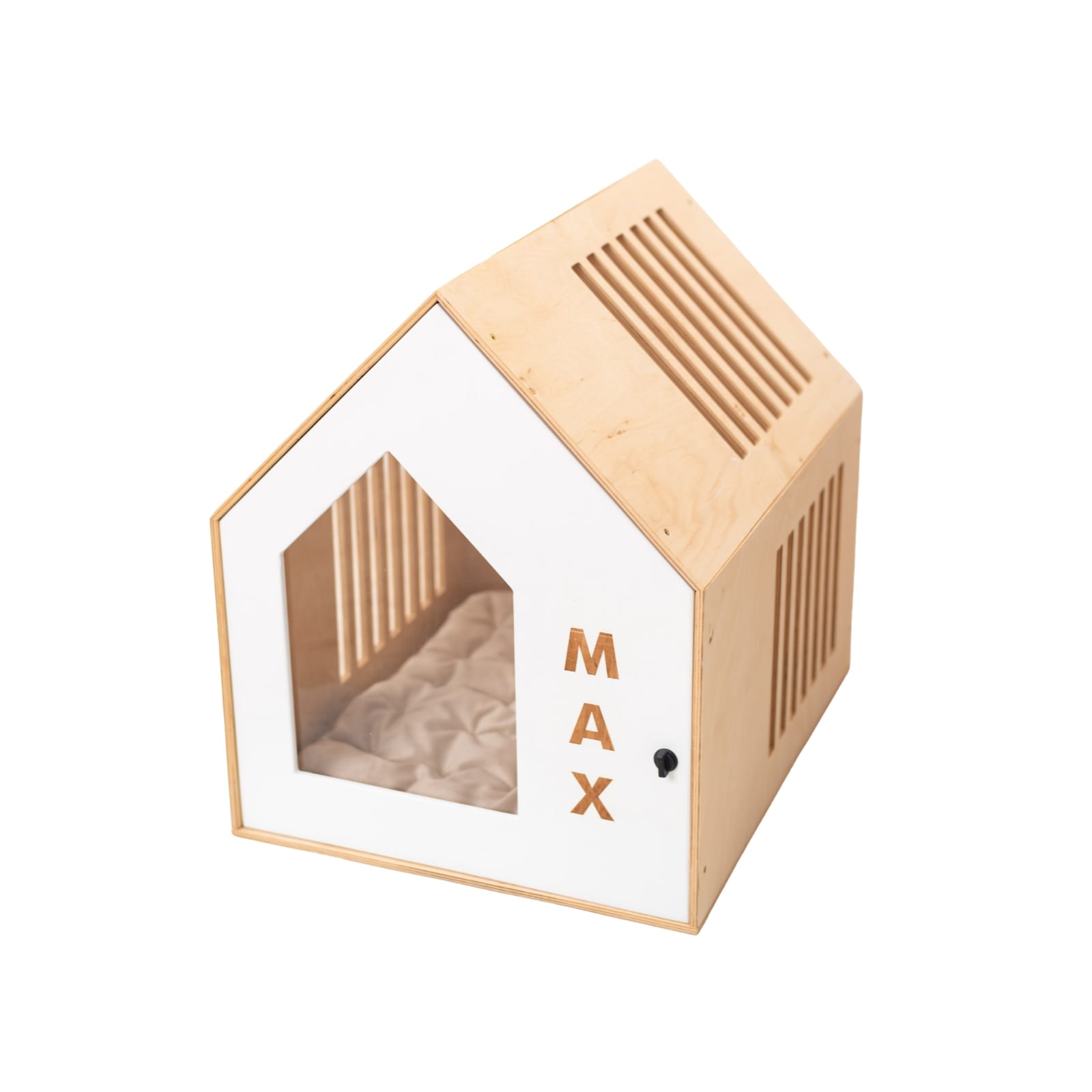 Booth-Style Wooden Dog House - White White