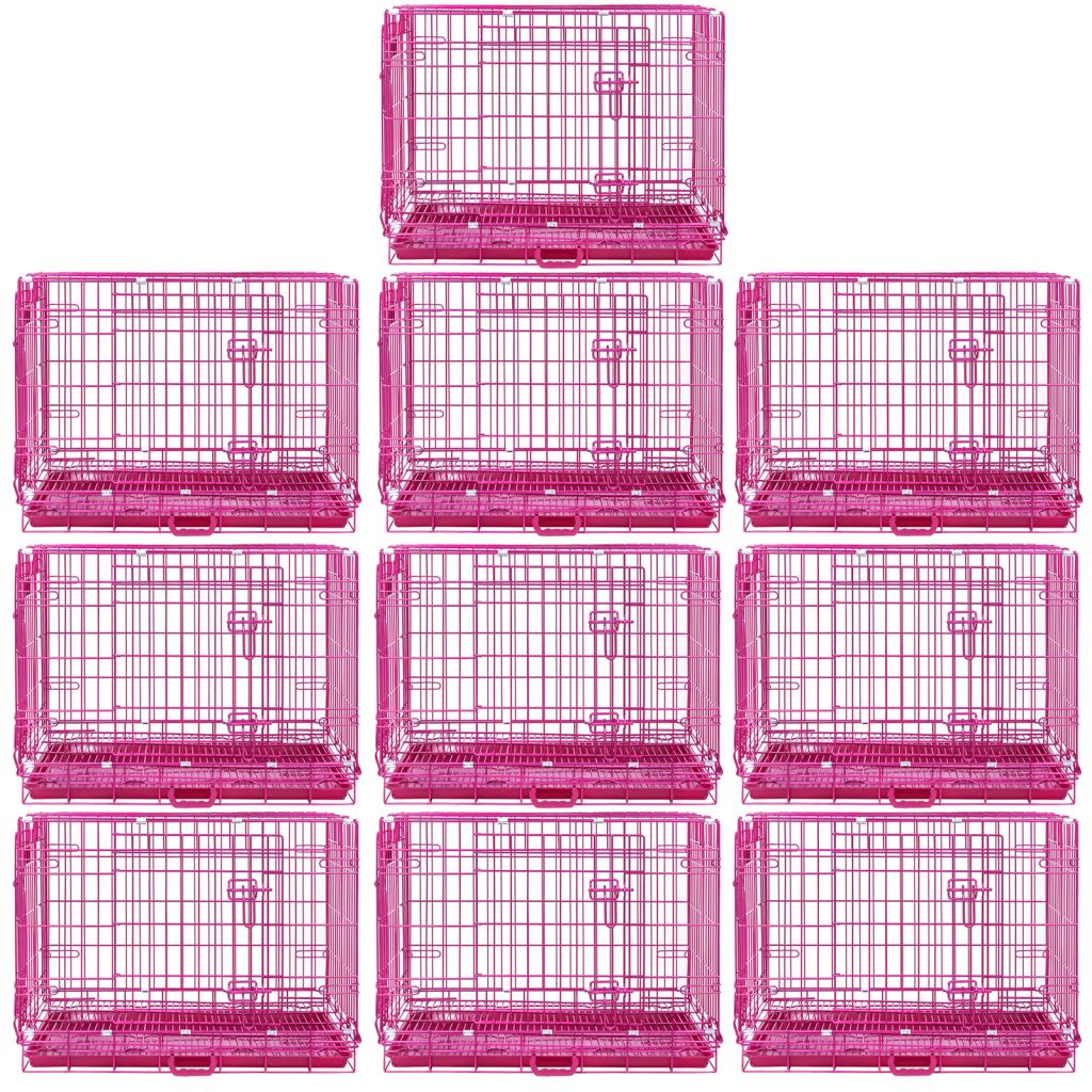 24-42" Collapsible Pink Dog Crate RED24-42 30 Inch 10 Pack