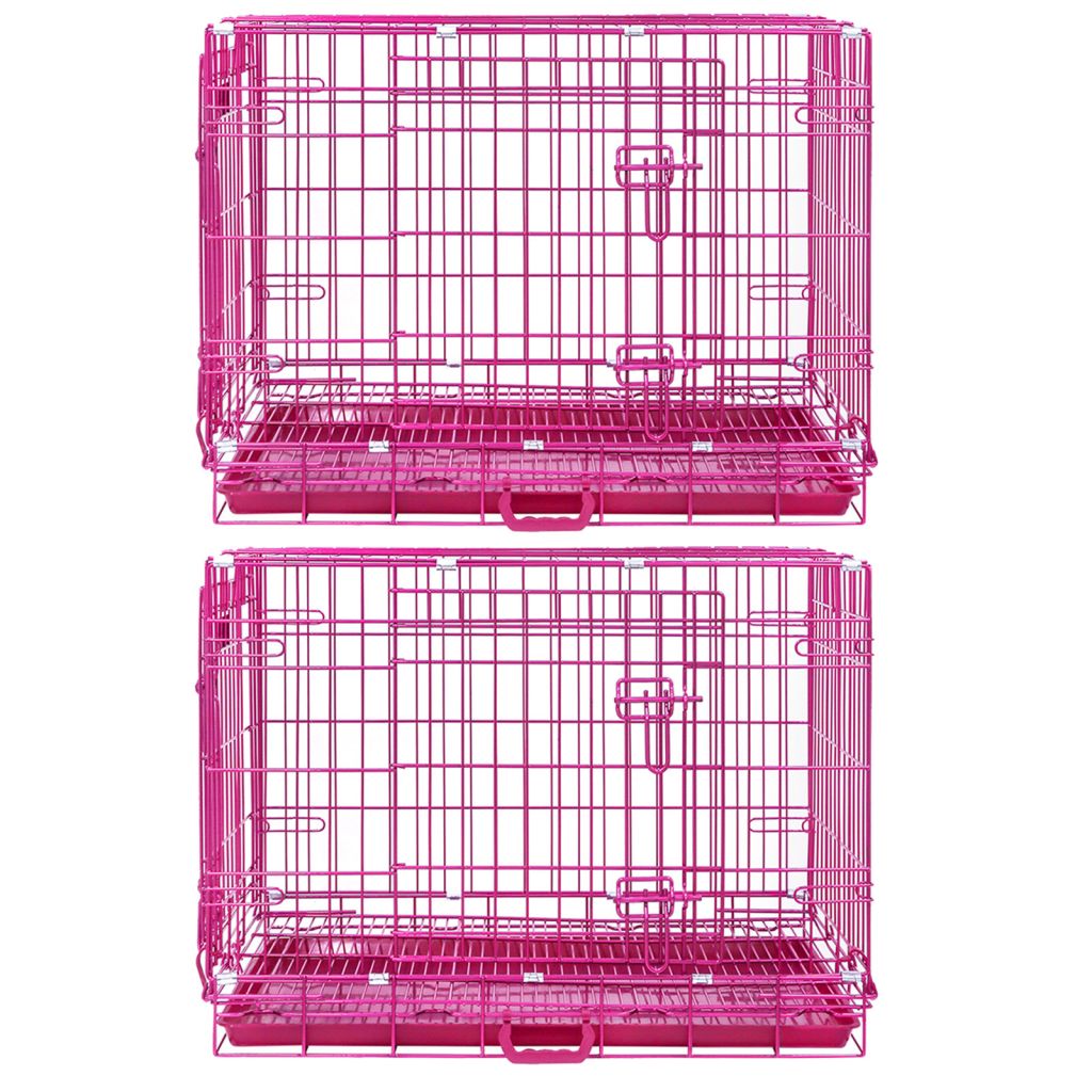 24-42" Collapsible Pink Dog Crate RED24-42 30 Inch 2 Pack
