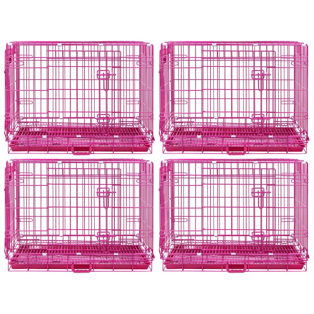 24-42" Collapsible Pink Dog Crate RED24-42 30 Inch 4 Pack
