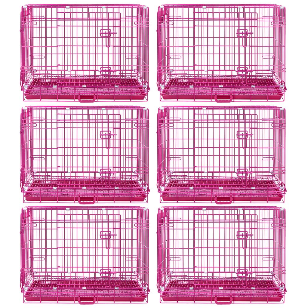 24-42" Collapsible Pink Dog Crate RED24-42 30 Inch 6 Pack