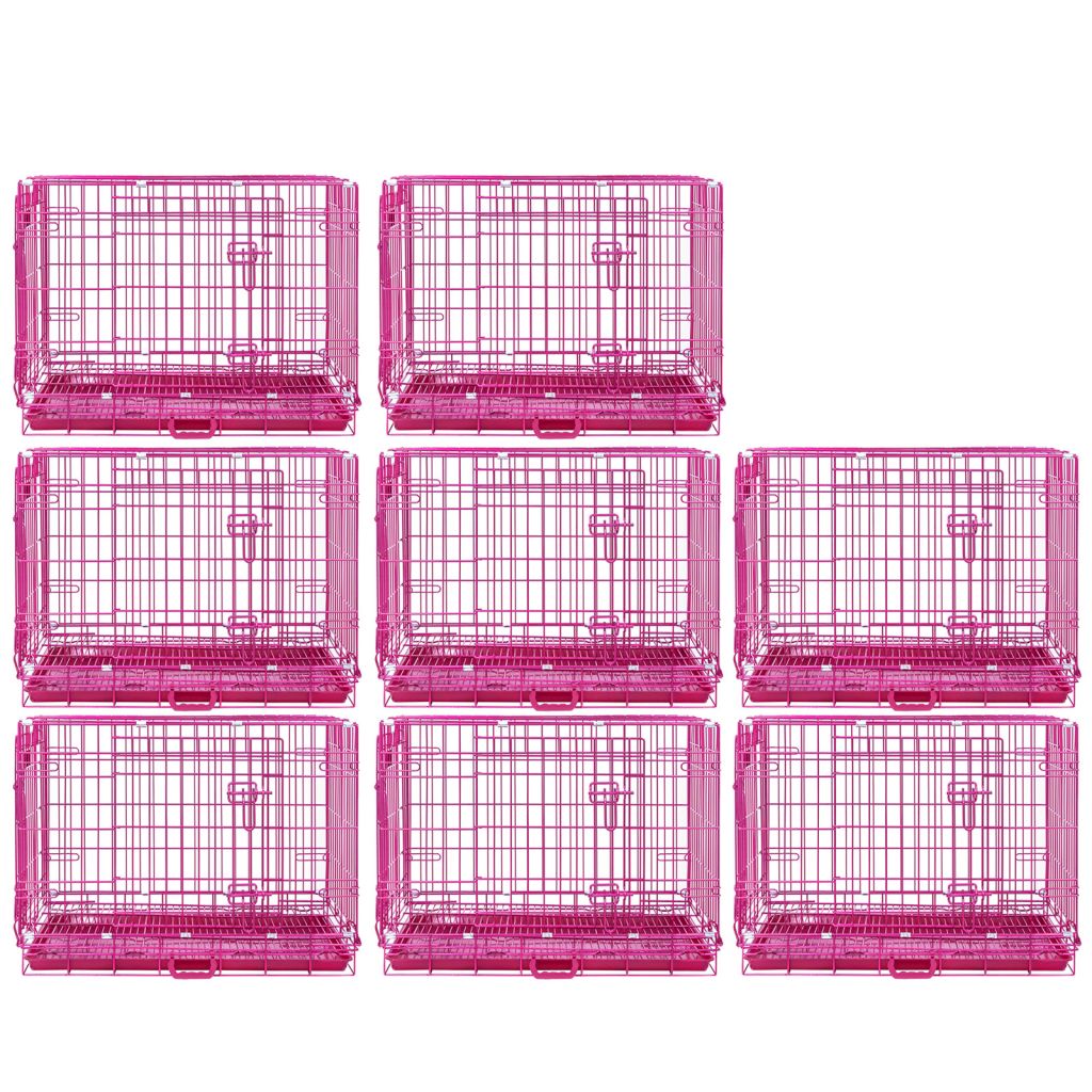 24-42" Collapsible Pink Dog Crate RED24-42 30 Inch 8 Pack