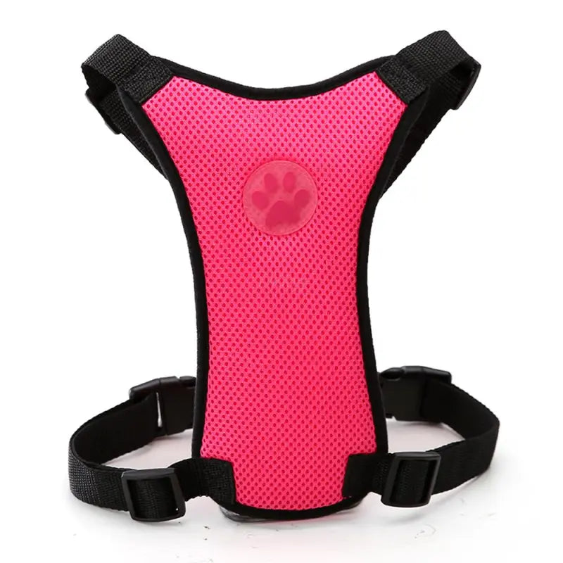 Dog supplies Breathable mesh chest straps Pet car safety chest back Rose Red S